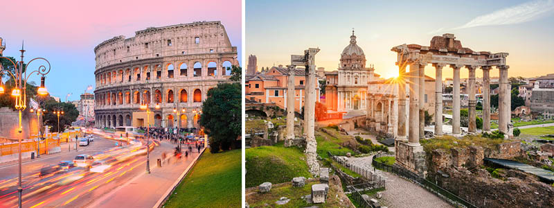 Det antikke Rom med Colosseum og Forum Romanum, Italien